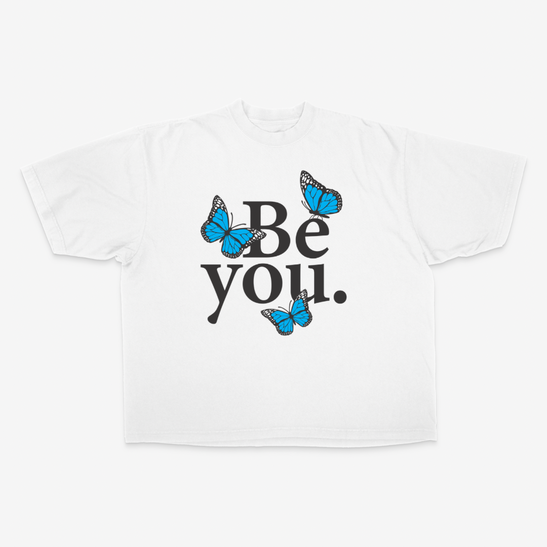 White Be You Oversized Drop Tee