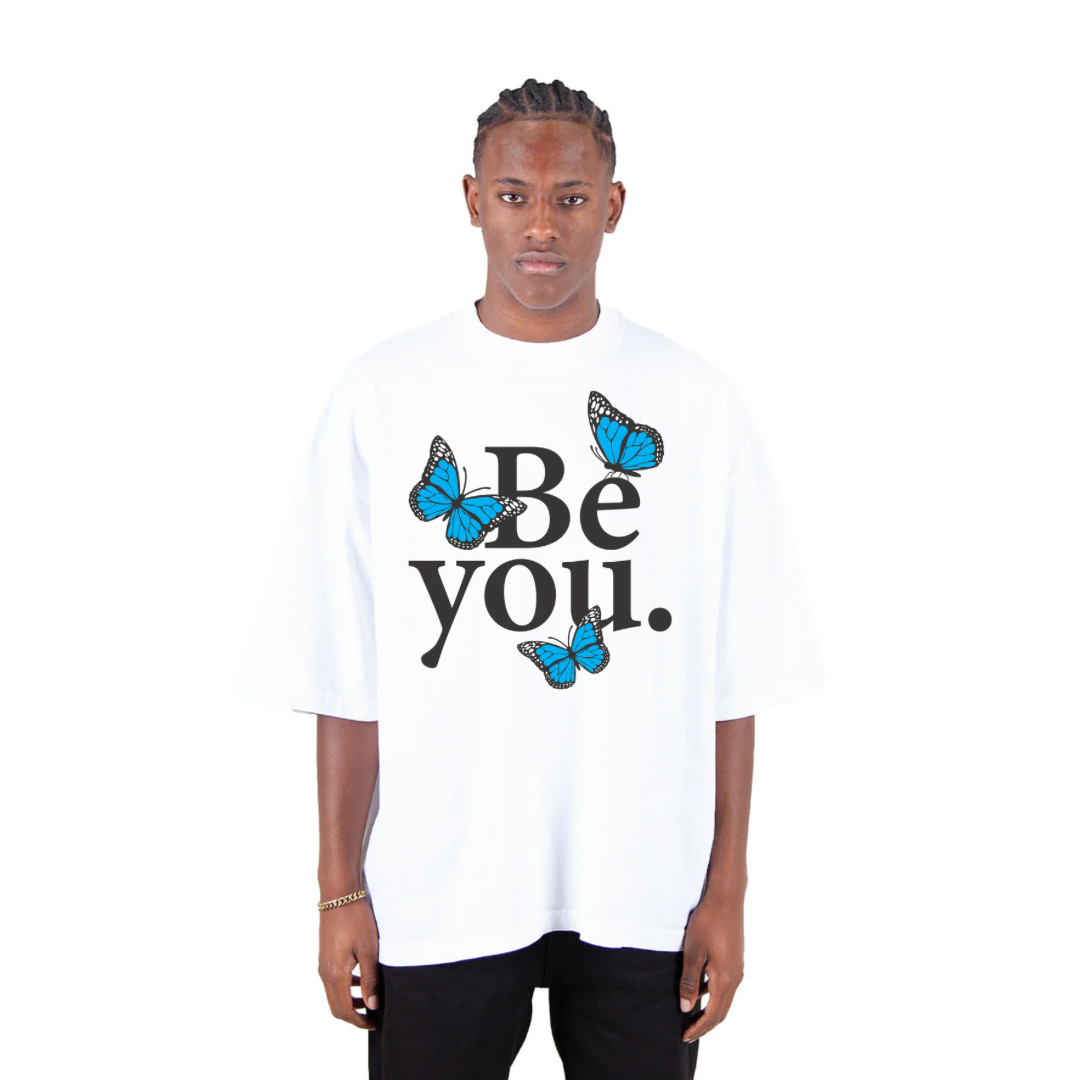 White Be You Oversized Drop Tee